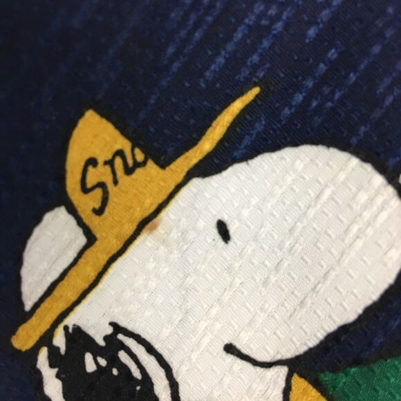 Vintage Peanuts Tie with Snoopy and Woodstock golf golfing - Navy and Green - Picture 5 of 6